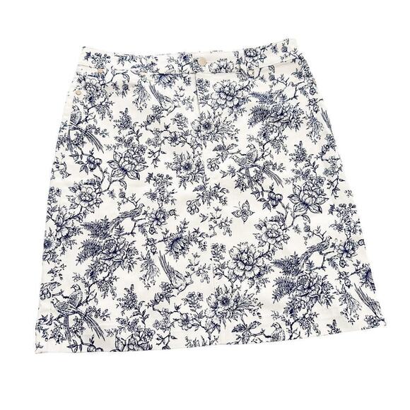 Talbots Flower Printed Denim Pencil Skirt Blue White Size 6 MINT - Picture 1 of 7